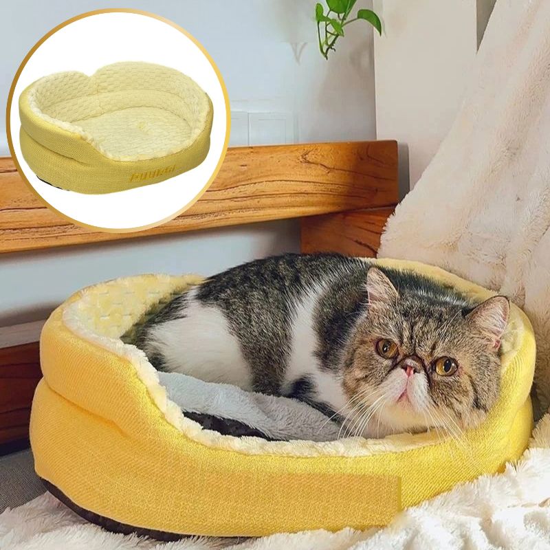 coussin à chat couleur jaune