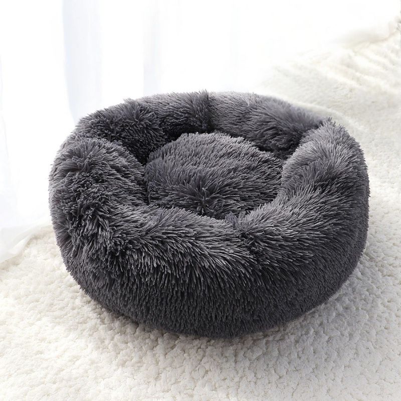 coussin à chat en coton gris fonce