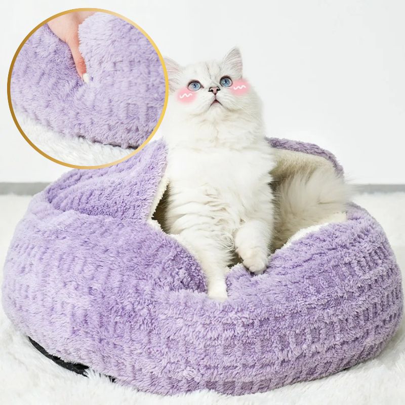 coussin à chat en coton violet