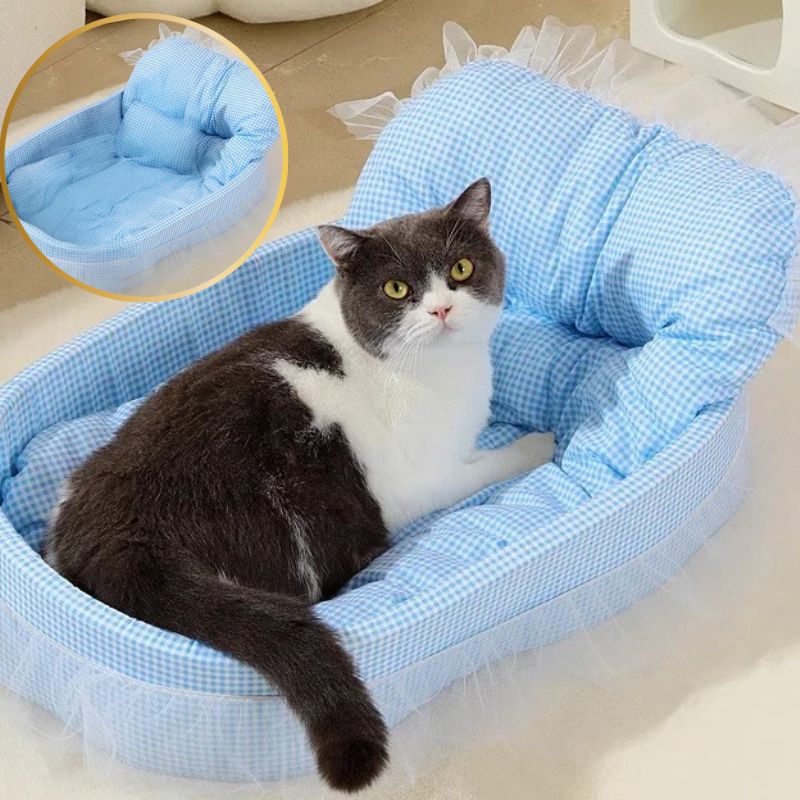 coussin pour chat Lit princesse bleu