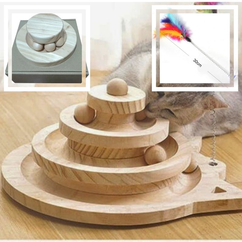 jeu pour chat plateau tournant et accessoires