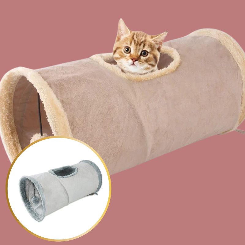 tunnel pour chat en action gris