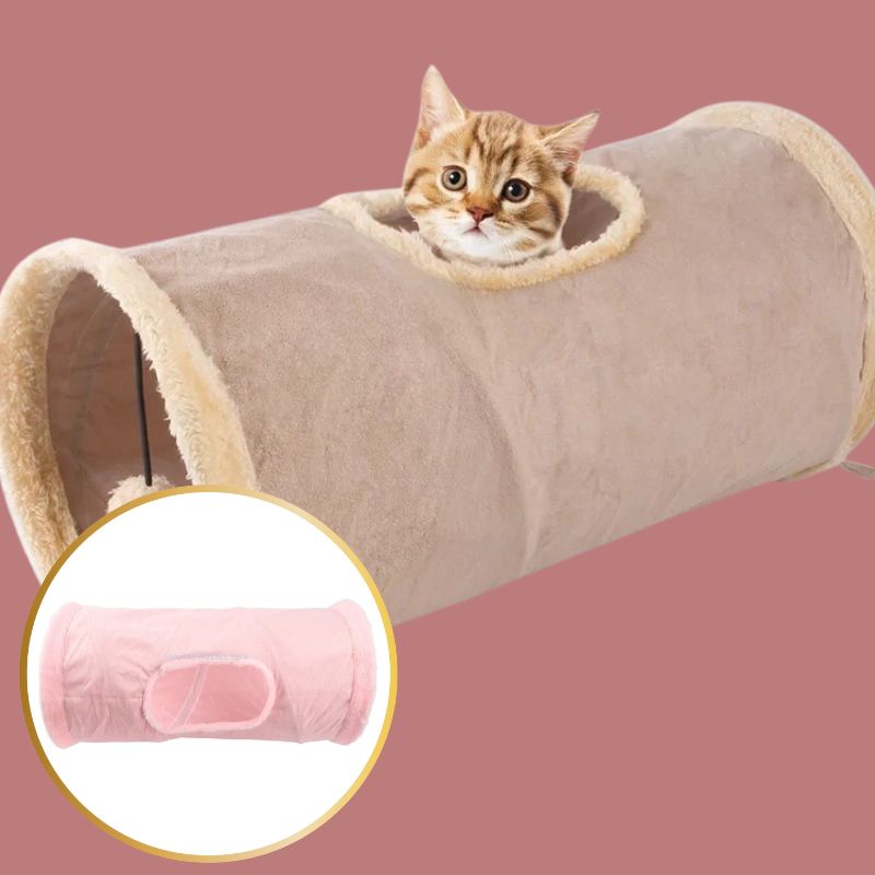 tunnel pour chat en action rose