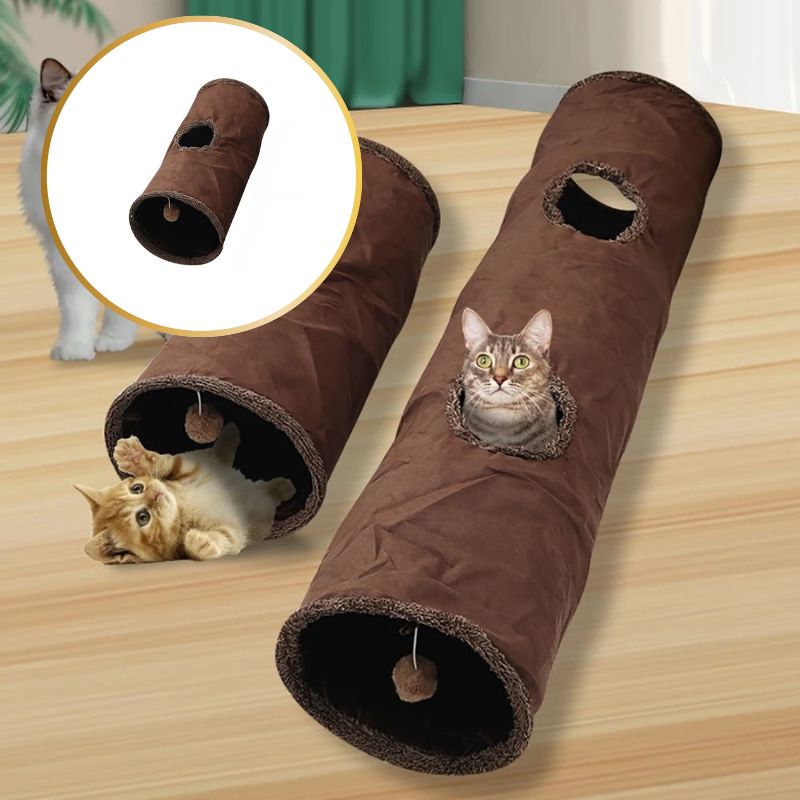 tunnel pour chat petit brun